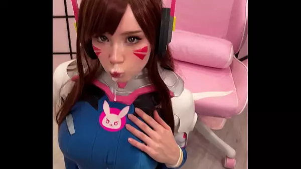 Tiktoker Girl Cosplay D.VA From Overwatch And Sucks Dick Till Facial