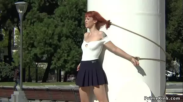 Redhead Slut Takes Lezdom In Public