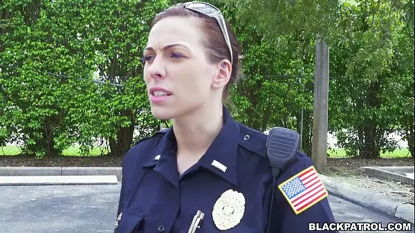 Female Cops Pull Over Black Suspect And Suck His Cock