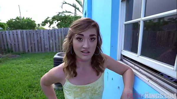 Hot Teen Kat Gets Caught Sneaking Around The Back Yard