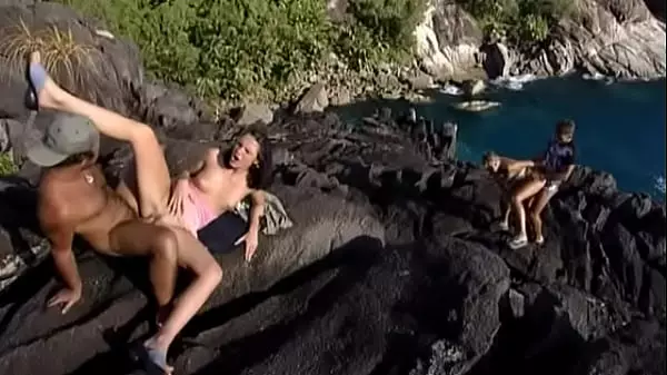 Two Couples Have Hardcore Sex On The Rocks In The Tropics