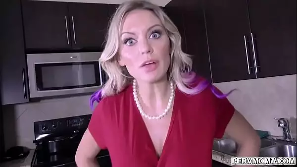 Busty Milf Kenzie Taylor Is Craving For Some Dick Again So She Quickly Grabs Her Stepsons Cock And Gave Him A Tasty Blowjob.