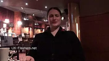 Girl Flashing In Restaurant